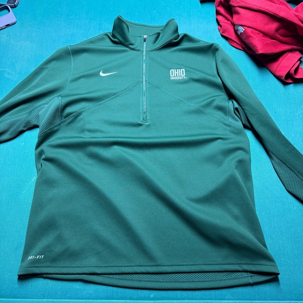 Nike Green Ohio University Quarter-Zip Pullover